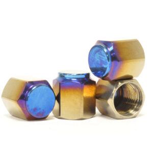 STM Titanium Valve Stem Caps Burned Blue (Set of 4)